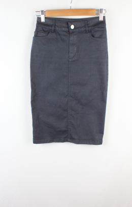 falda encerada azul marino massimo dutti 34