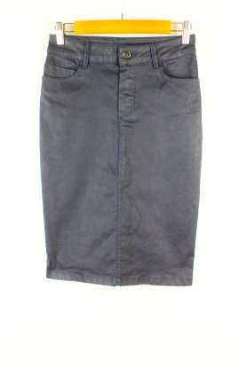 falda encerada azul marino massimo dutti 36