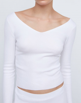 Jersey canale espalda escotada blanco mango