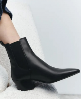botines piel negro zara