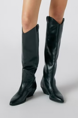  botas cowboy negras de cowboy de caña alta de Pul