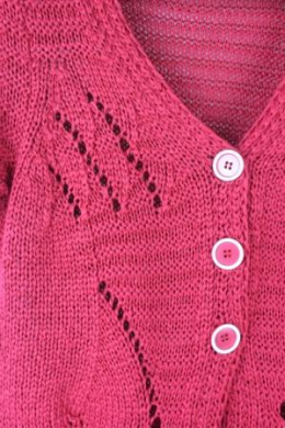 chaqueta punto calado roja