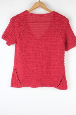 chaqueta punto calado roja