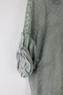 blusa transparente lunares y crochet verde