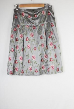 falda seda bordada vintage artesanal