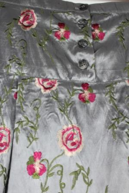 falda seda bordada vintage artesanal