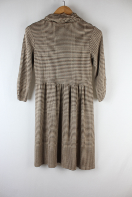 vestido punto cuadros beige blanco