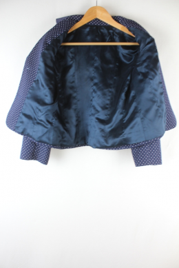 conjunto blazer+vestido azul lunares