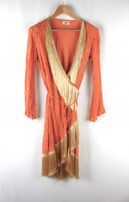 Vestido kimono naranja con flecos JOT