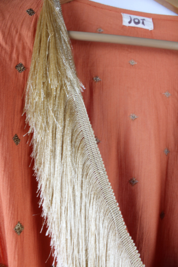 Vestido kimono naranja con flecos JOT