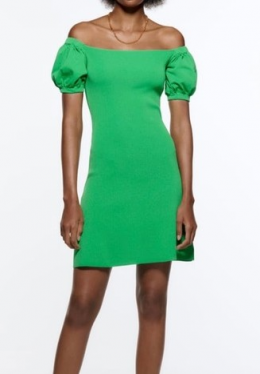 Vestido punto verde zara
