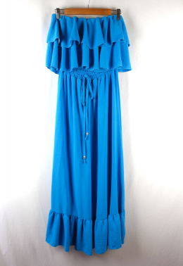 vestido volantes azul turquesa