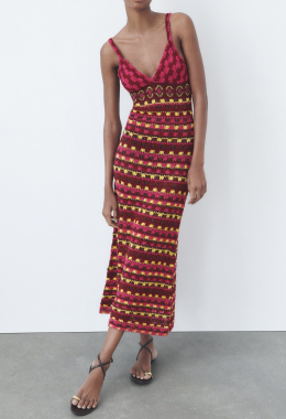 vestido crochet multicolor zara