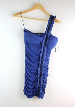 mini vestido drapeado azul formula joven 38