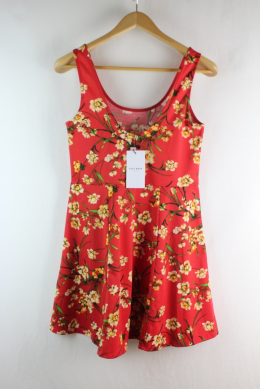 mini vestido floral rojo easy wear m