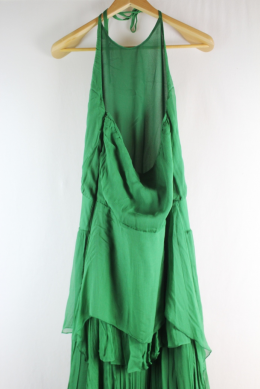 vestido largo verde con volantes tintoretto 38