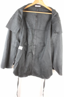 Chaqueta efecto piel negro mango