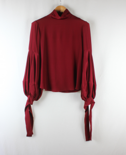 blusa con seda granate mango