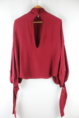 blusa con seda granate mango
