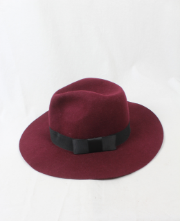 sombrero fedora  de lana granate