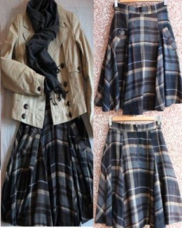 falda lana tartan mango