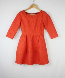 vestido brocado naranja hm