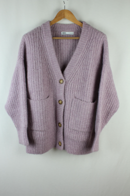 cardigan lana morado zara