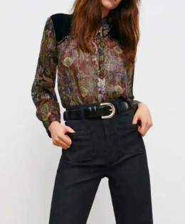 blusa terciopelo y paisley zara