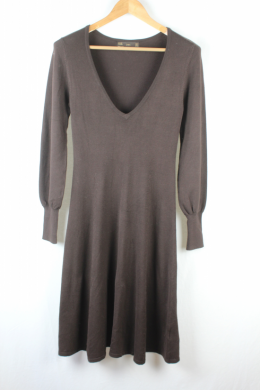 vestido punto marron zara