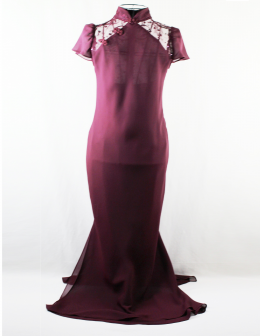 vestido largo crepe
