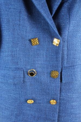 blazer larga tweed azul xs