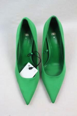 zapatos salon satinado verde zara 36