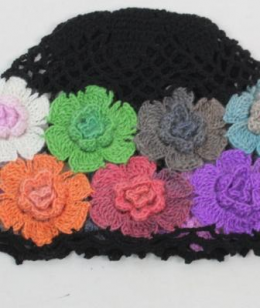 gorro crochet flores